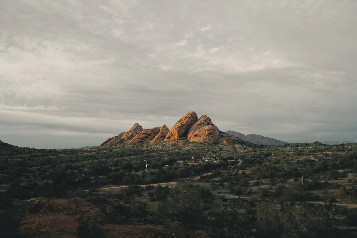 Papago Buttes at dusk in Phoenix, Arizona